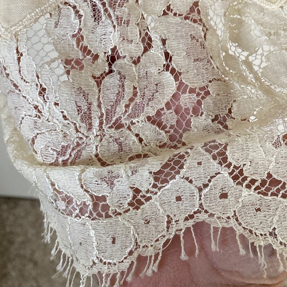 VTG‎ Nancy Crystal Cream Linen Embroidered Lace Trim Pleated Skirt Size 10 Fairy - Picture 13 of 13